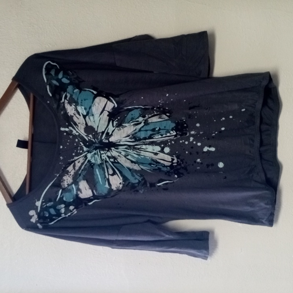 Style & Co. Grey Butterfly Shirt